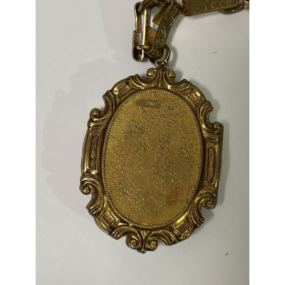 Vintage Antique Art Nouveau Pendant Necklace Book Chain - Picture 9 of 11